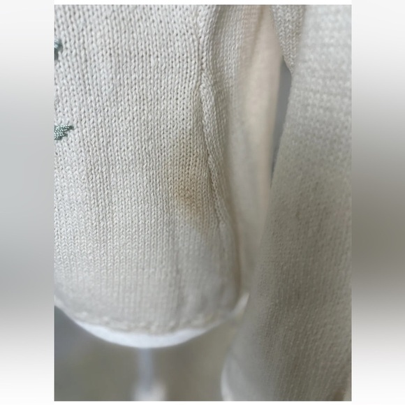 Vintage PARIS SMITH L cream Embroidered Cottagecore coquette Sweater cardigan - Picture 7 of 15